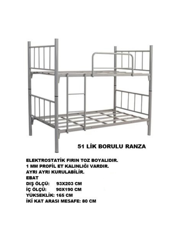 Şantiye Ranzası | 51'lik Borulu Ranza